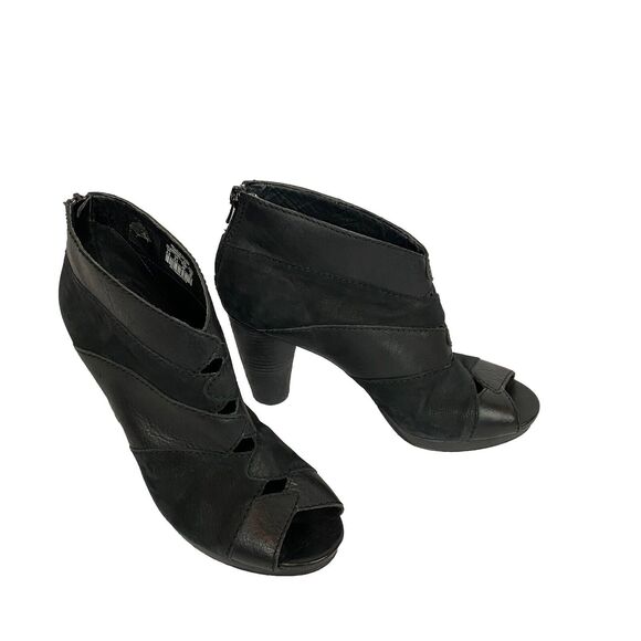 Fossil Bobbi Peep Toe Ankle Boots Booties Women’s Size 8.5 Black Leather - Picture 4 of 13